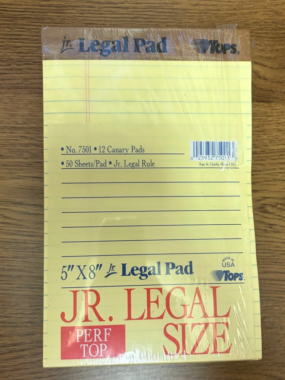 36 Tops Jr. Legal Size White Pads 5” x 8” – 3 Sealed Packs
